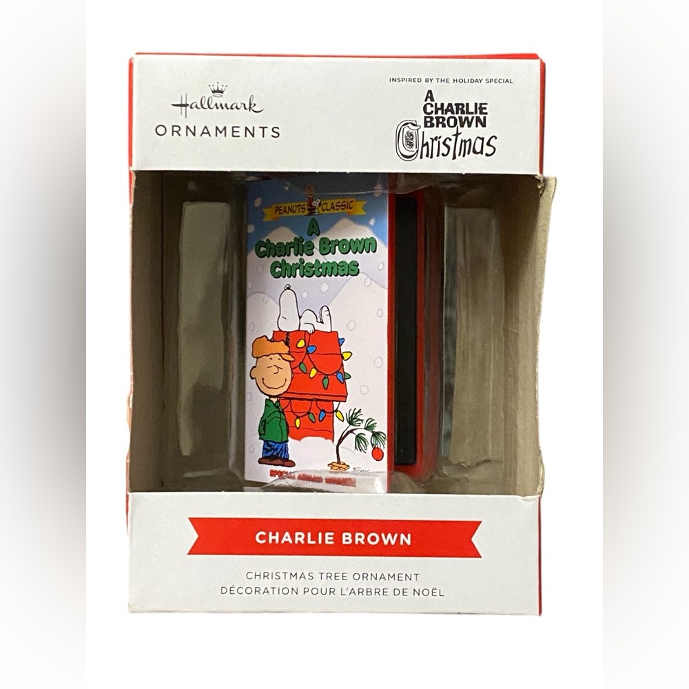 Hallmark Charlie Brown Retro Video Cassette Case Christmas Ornament VHS Peanuts
